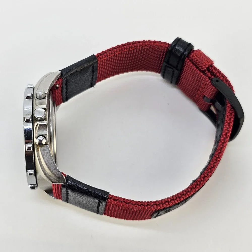 VTG Timex Analog Digital Men's Watch 40MM Brown Dial New Red Bands New Battery